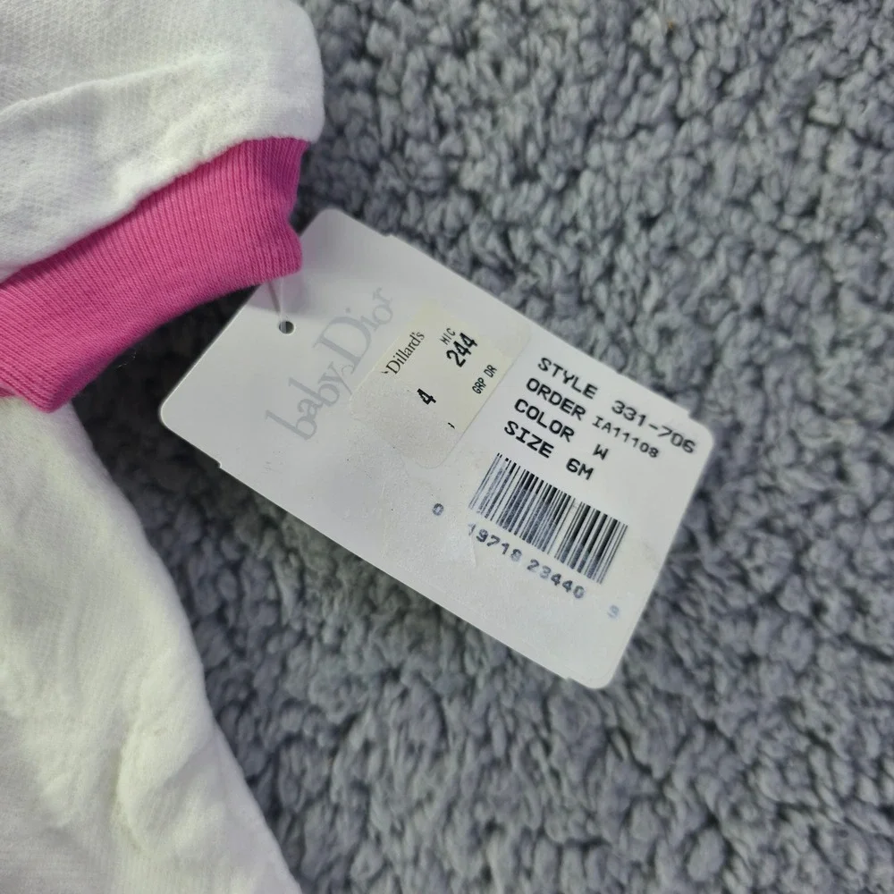 Baby Dior Vintage White Pink Floral Embroidered Romper Sleeper 6 Months 331-706